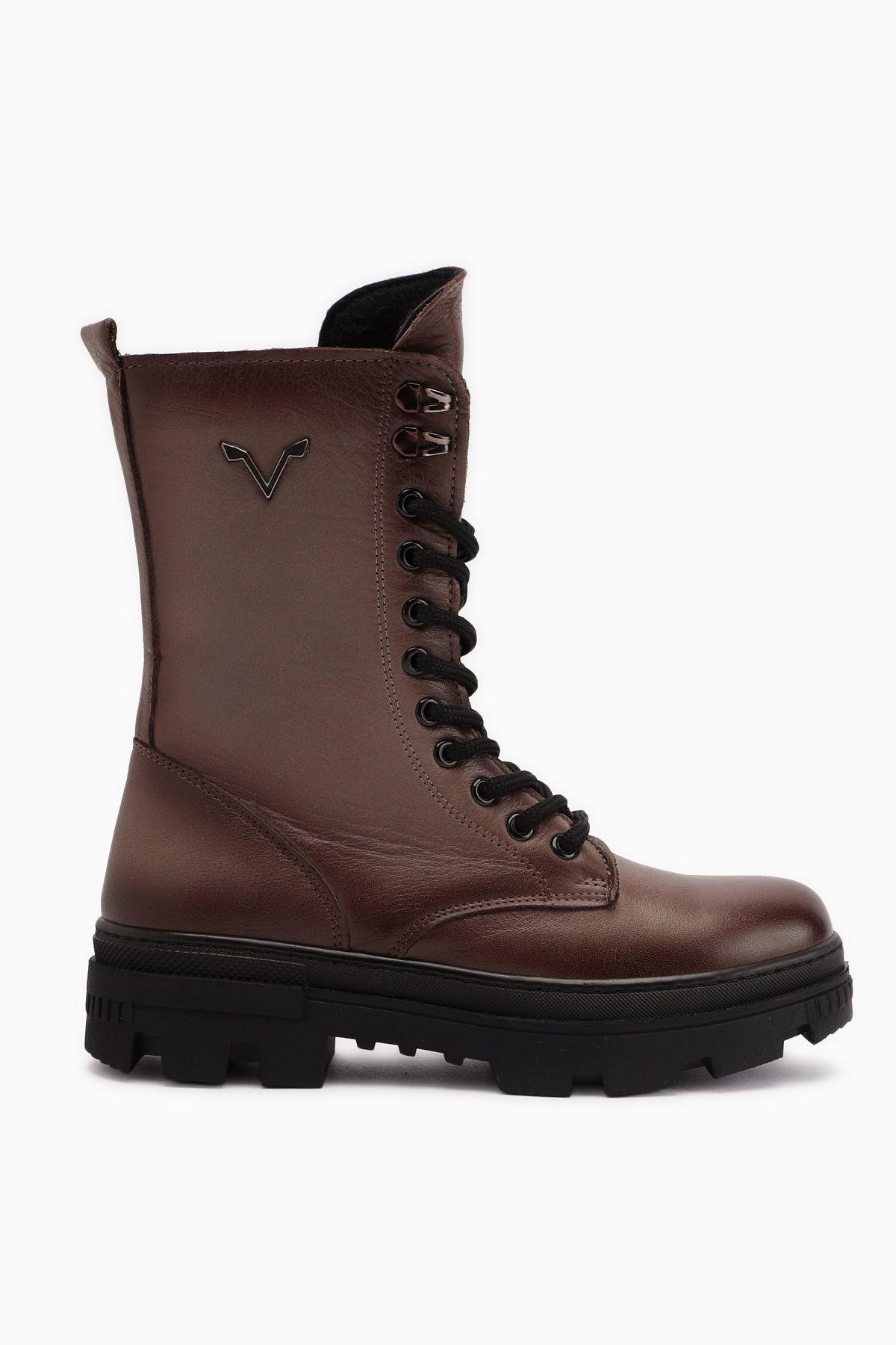 Sanela – Taupe Echtleder Combat-Stiefel (Damen)