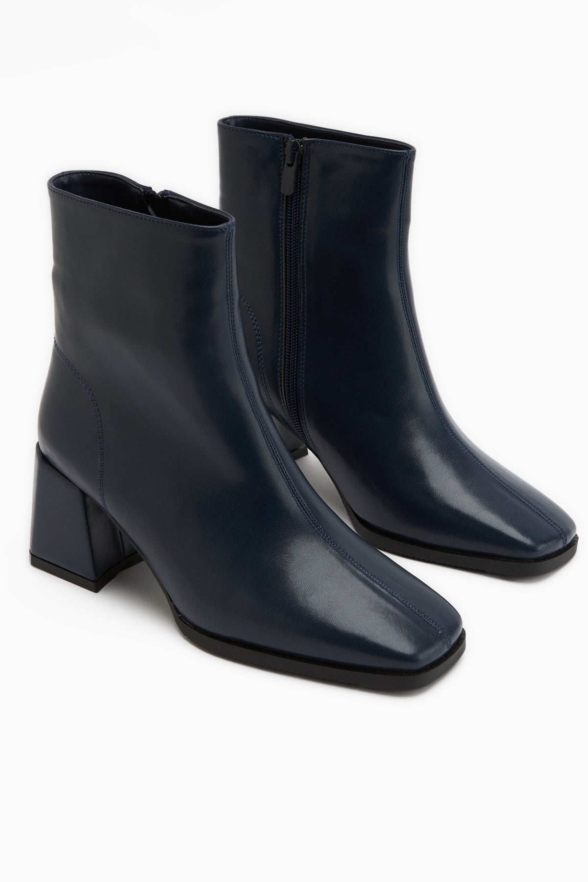Margot – Navy Square-Toe Heeled Boot (Women)