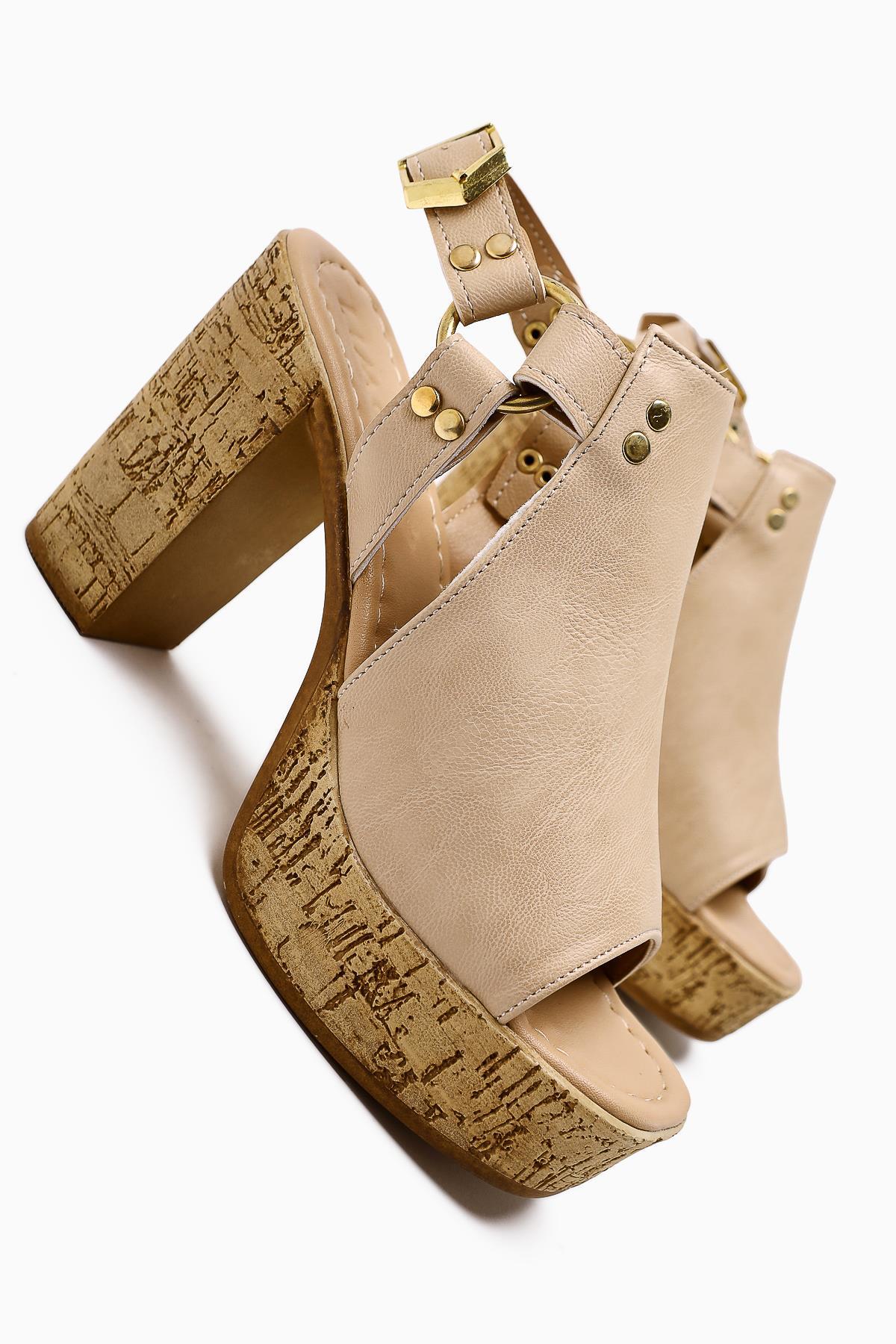 Hadel Nude Gürtel Plattform High Heel Damen Sandale