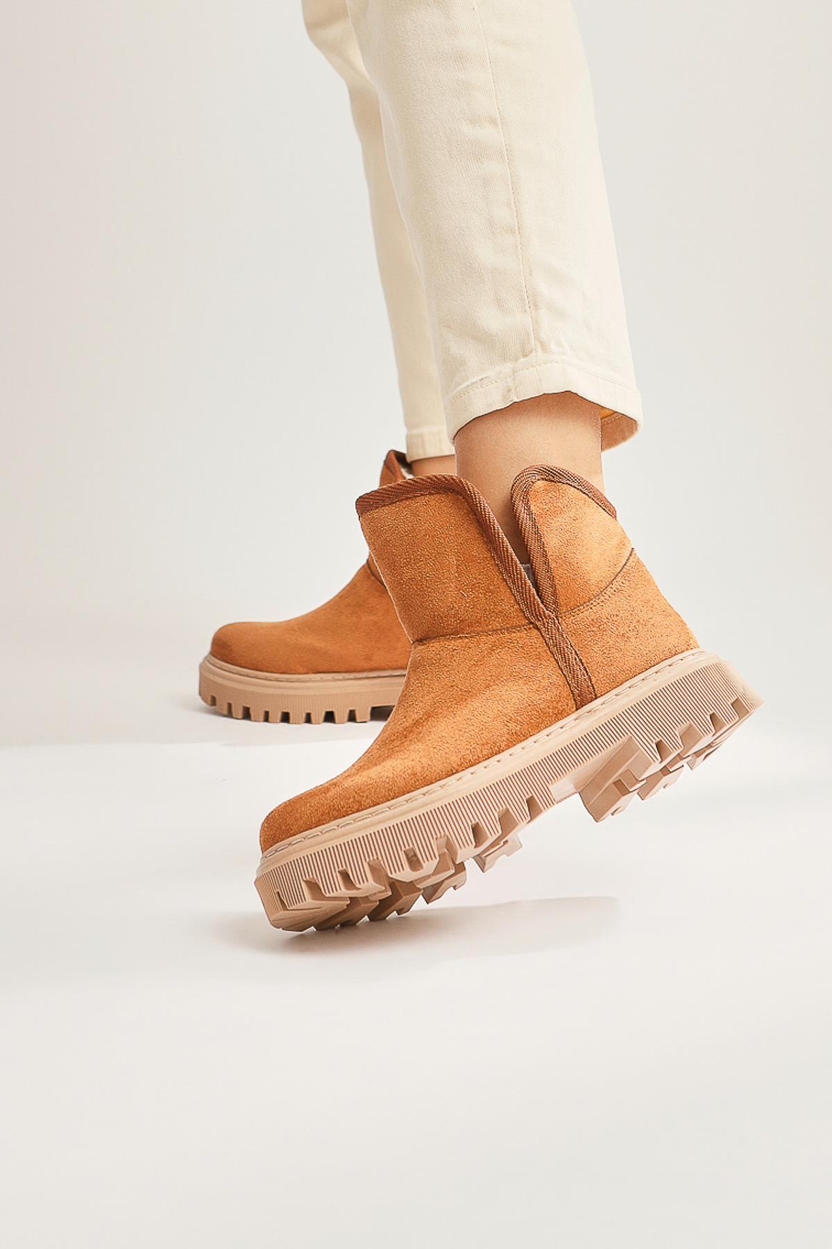 Aniitta Brown Suede Fur Short Boots