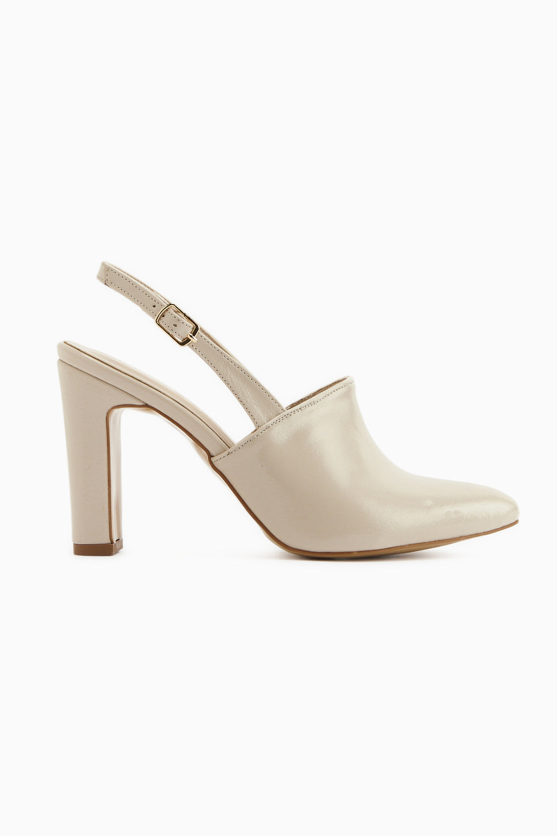 Maisa Beige Spitz zulaufende Slingback Chunky Absatz Damen Schuhe