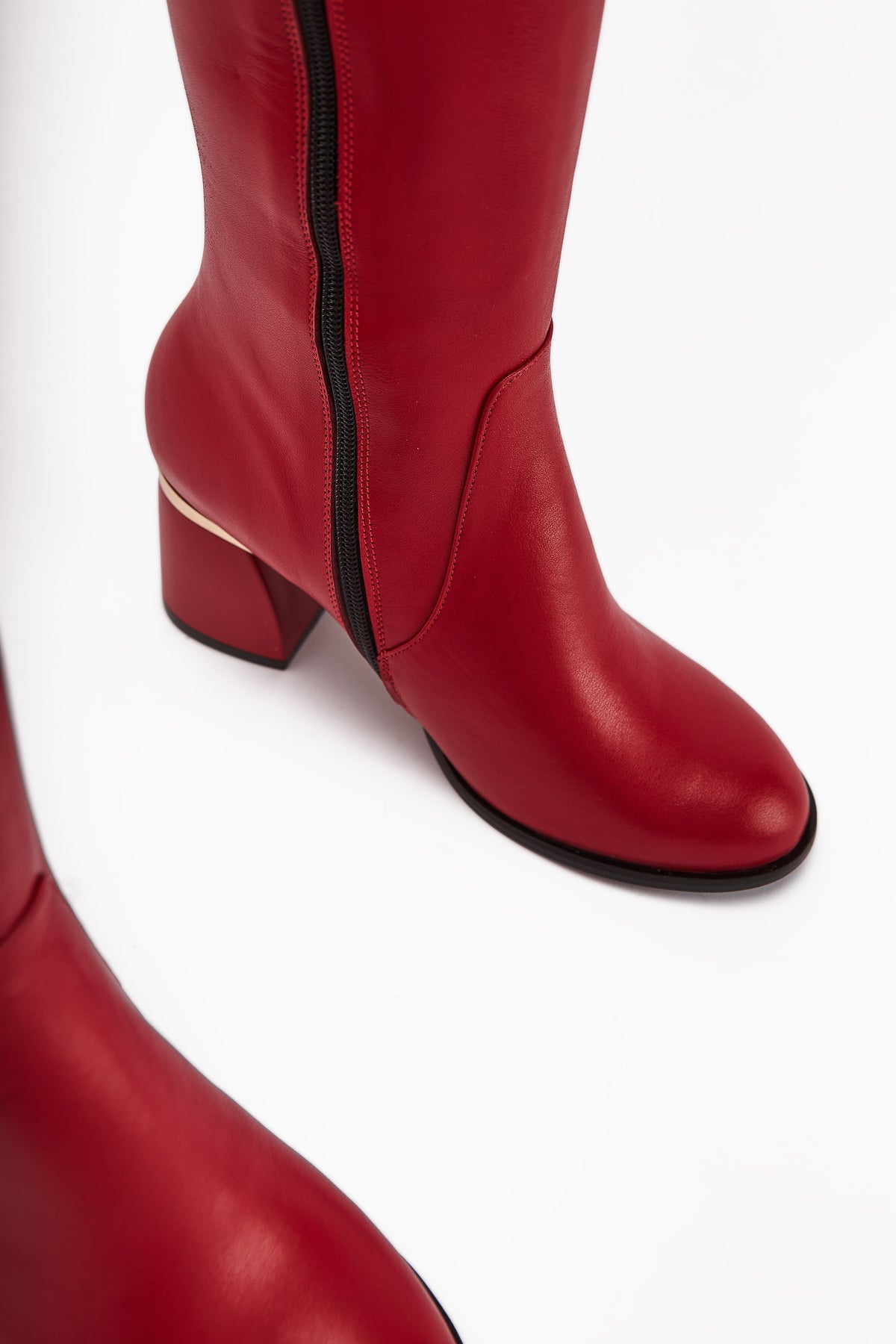 Kaylin Genuine Leather Red Snake Pattern Detailed Women's Heeled Boot