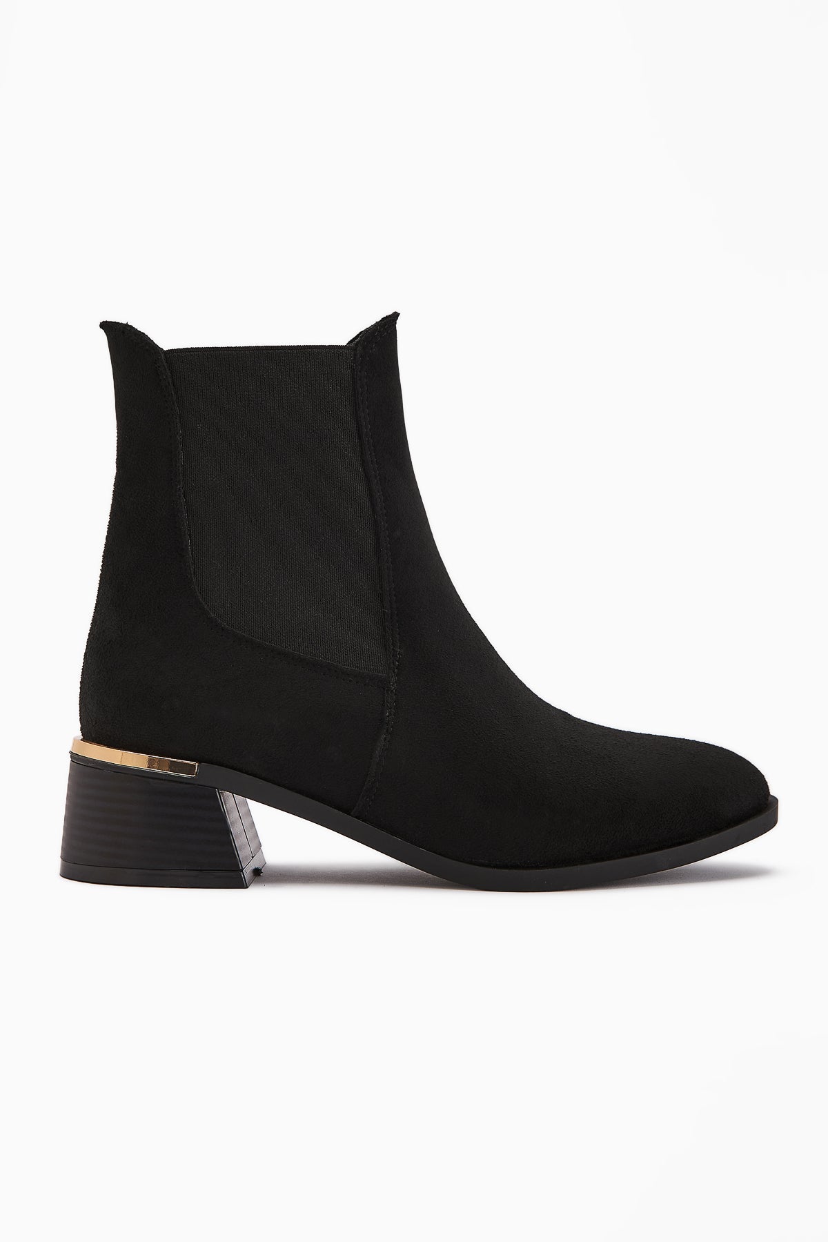 Verna Black Suede Elasticated Women's Heeled Boot