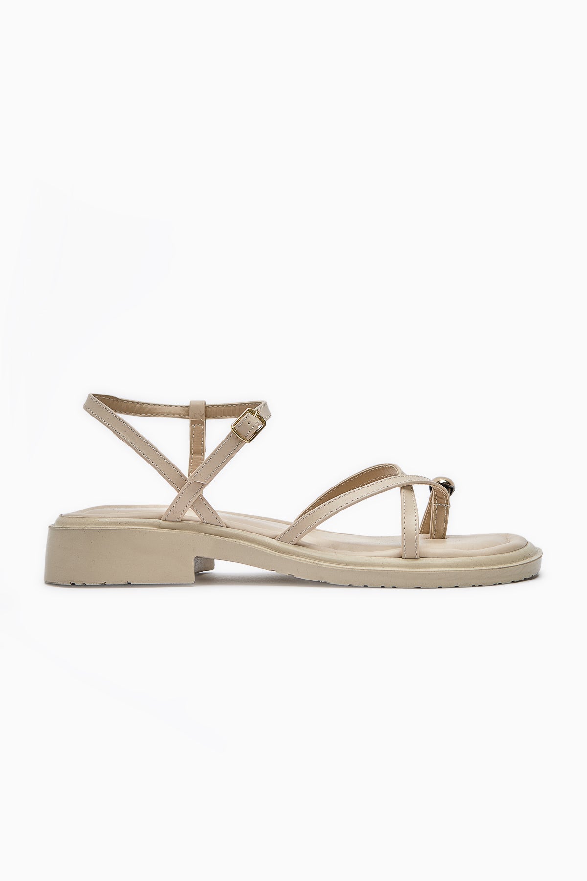 Lissi Beige Kreuzriemen-Schnallensandalen für Damen