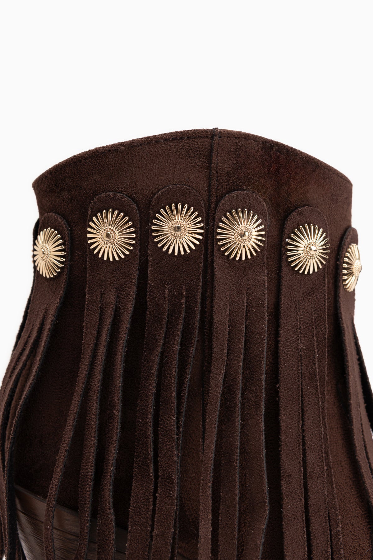 Rodeo Braun Wildleder Fransen Chunky Absatz Damen Western Stiefel