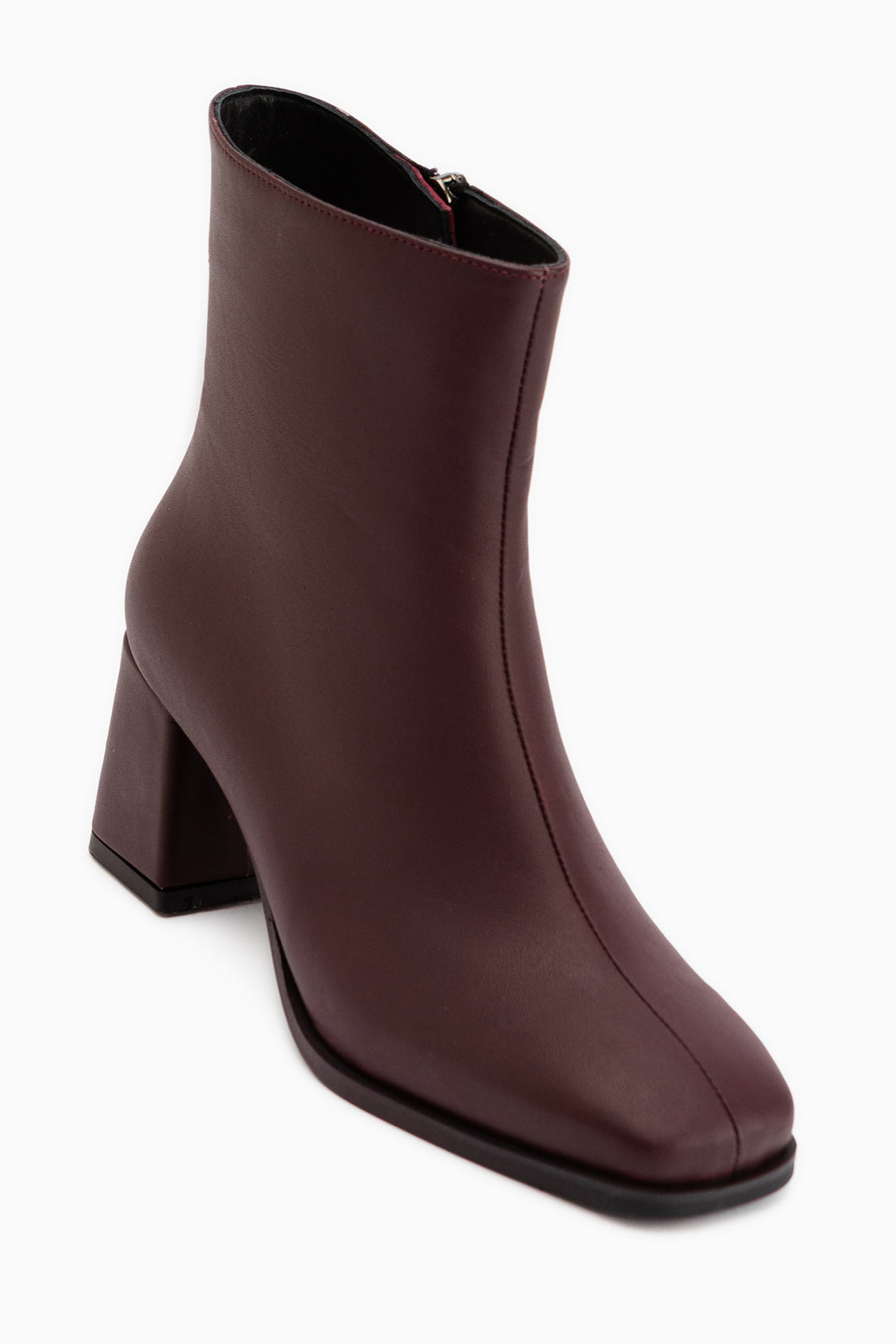 Margot Echtes Leder Bordeaux Quadratzehen Damen Stiefel