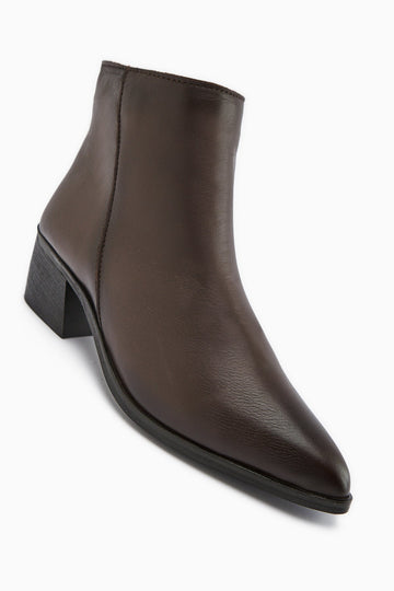 Mita Genuine Leather Coffee Heeled Women's Boot