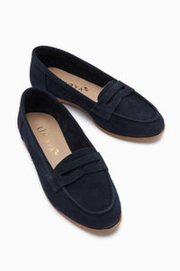 Echtes Leder Solina Navy Wildleder Bequeme Alltag Loafer