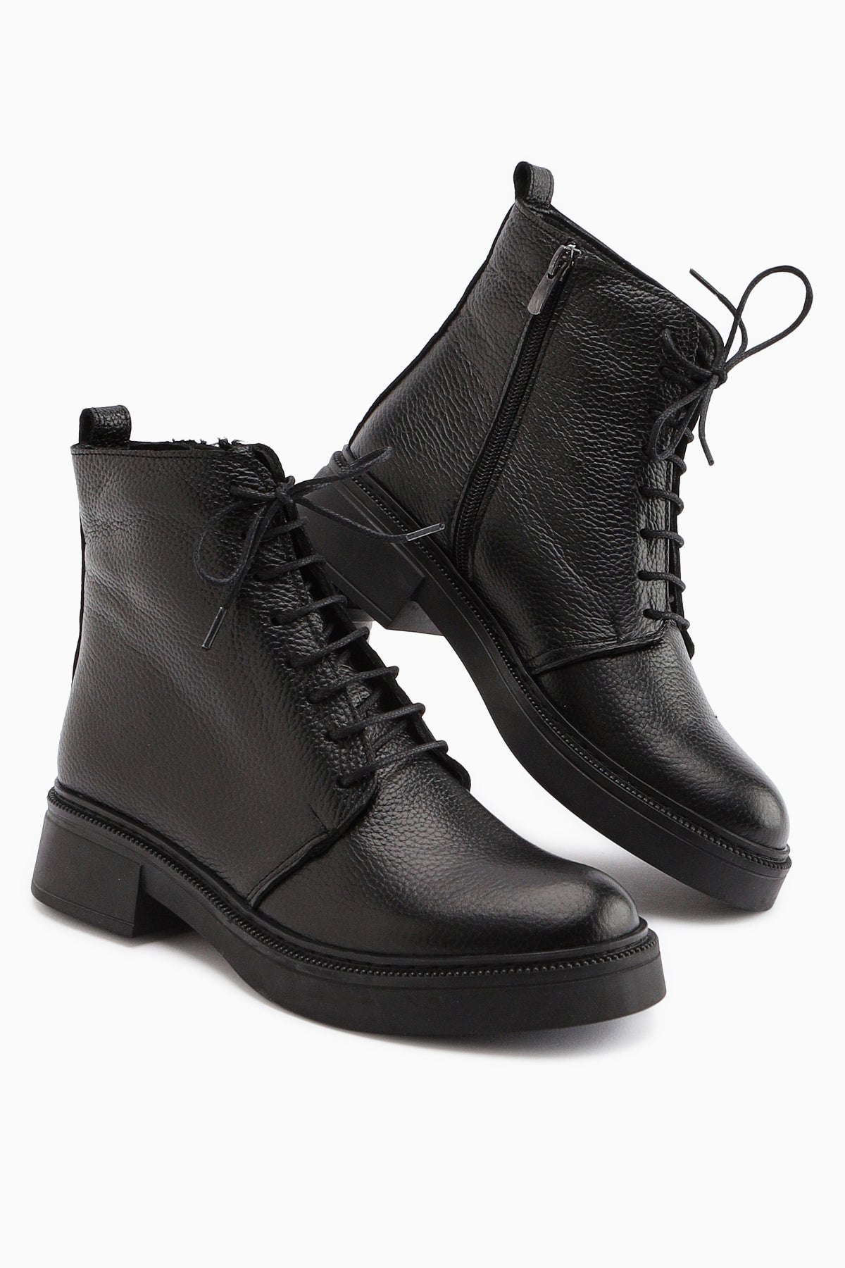 Karol Genuine Leather Black Lace-Up Women's Boot