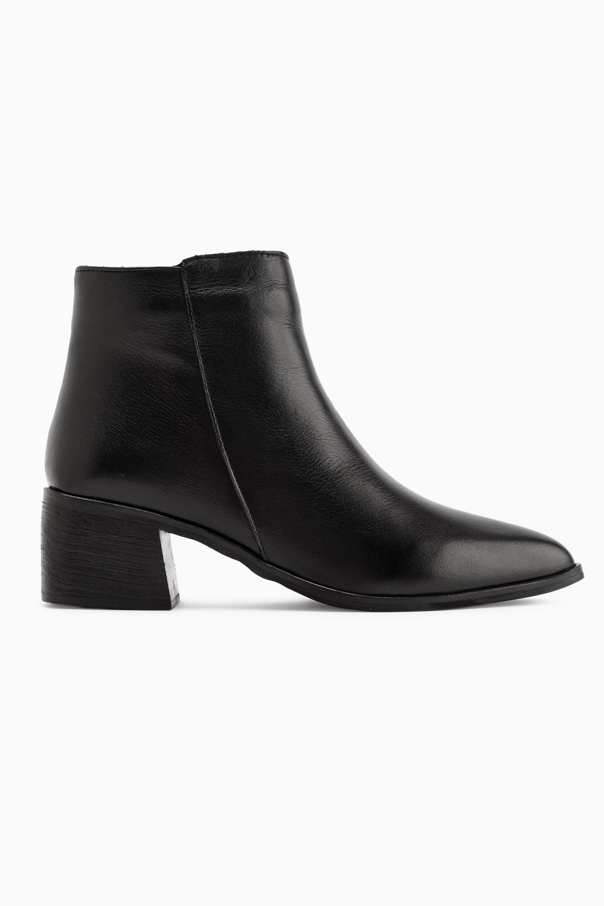 Mita Genuine Leather Black Heeled Women's Boot