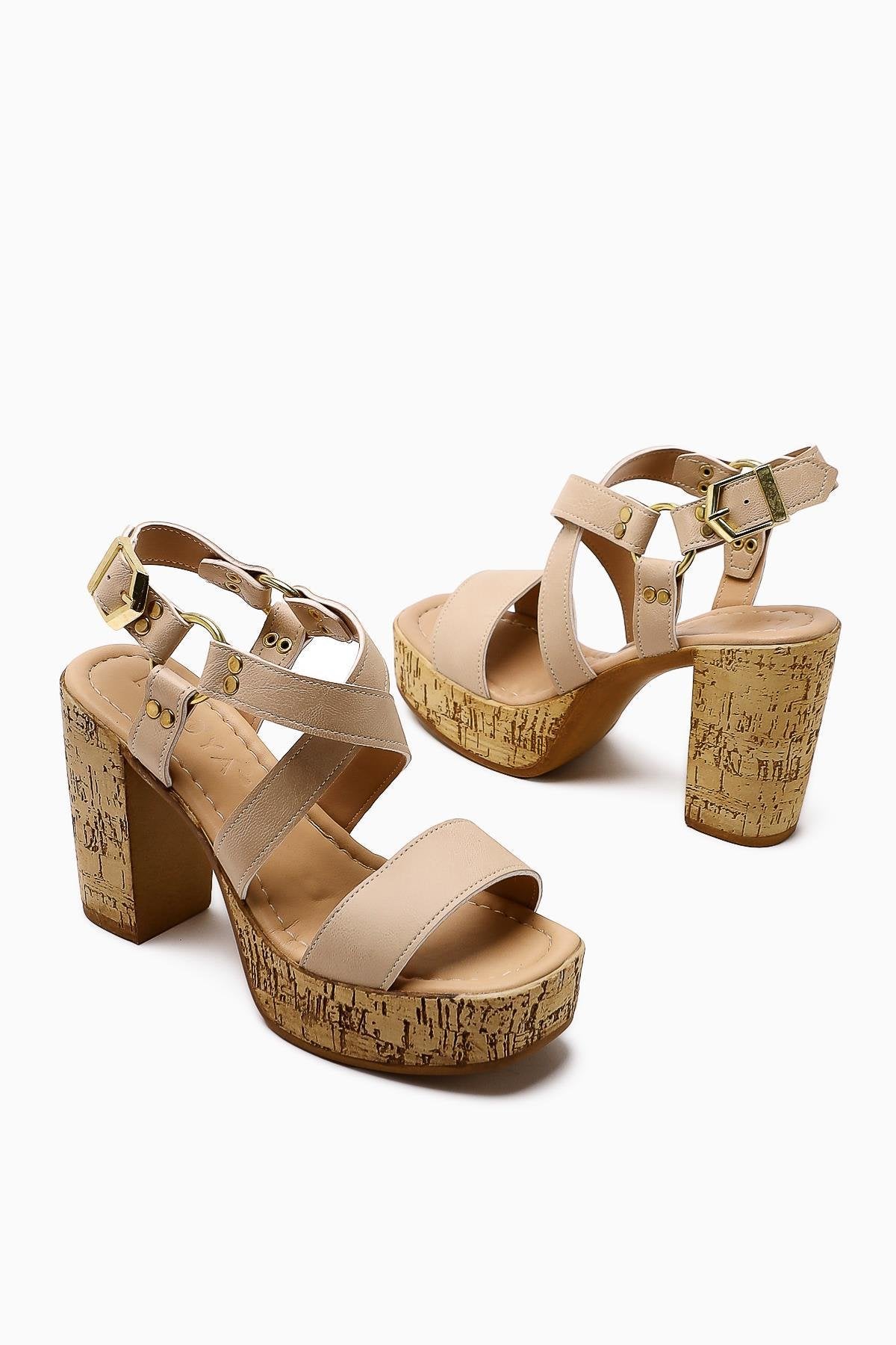 Havannah – Nude Cross-Strap Platform Heeled Sandal (Women)