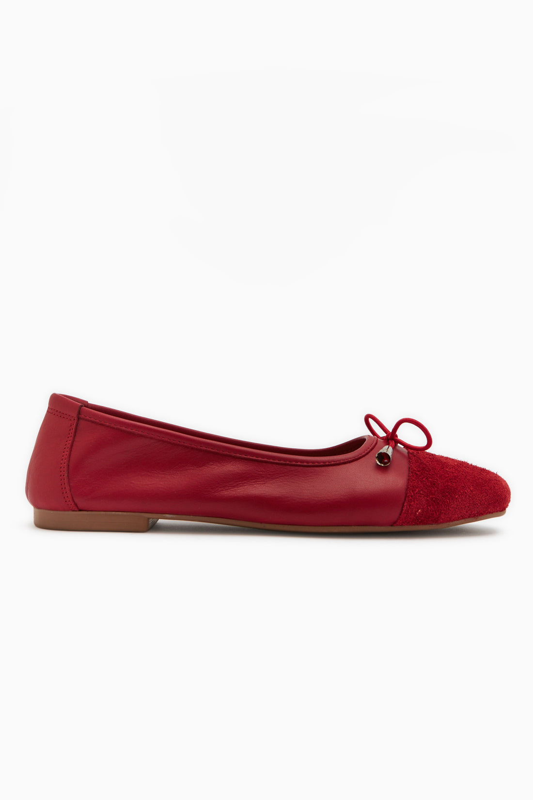 Anjela Echtes Leder Rote Schleife Detail Damen Ballerinas