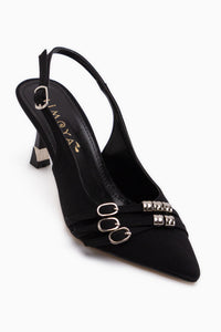 Rosy Schwarze Schnalle Damen Absatzschuhe
