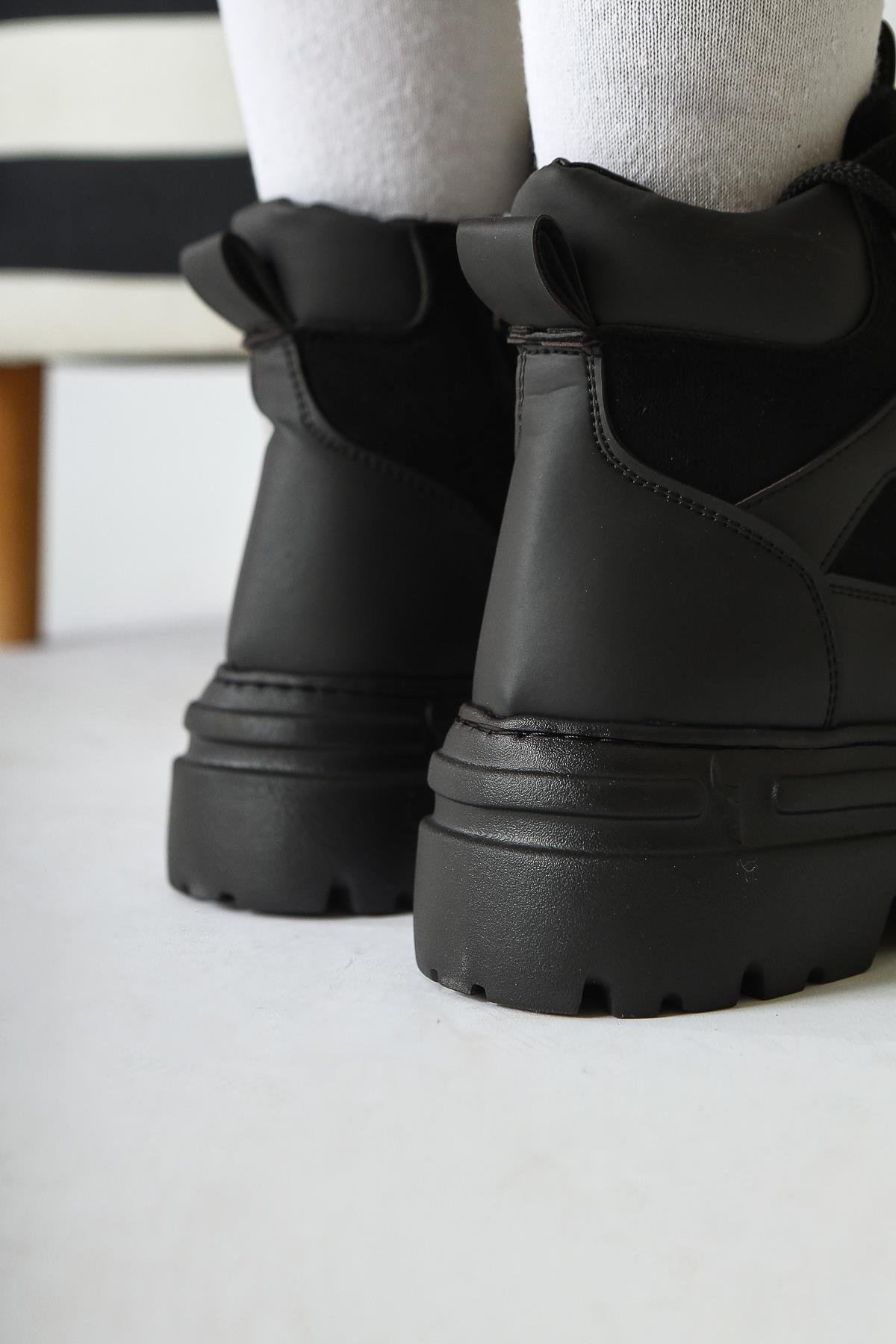Kindra – Black Suede-Detail High-Platform Sport Boot (Women)
