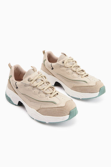 Rozhin Beige Thick Sole Women's Sport Shoe