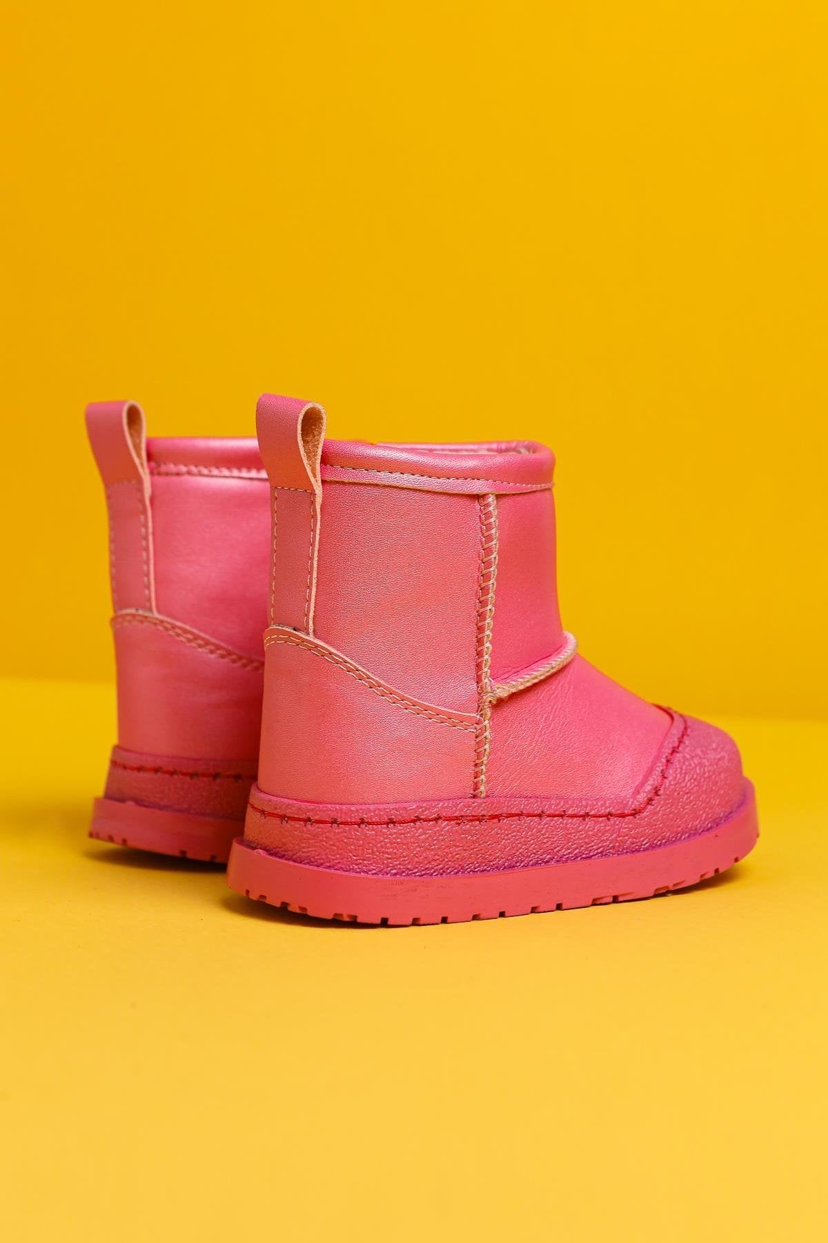 Gilla Fuchsia Umgekehrte Stich Detail Pelz-gefütterte Baby Stiefel