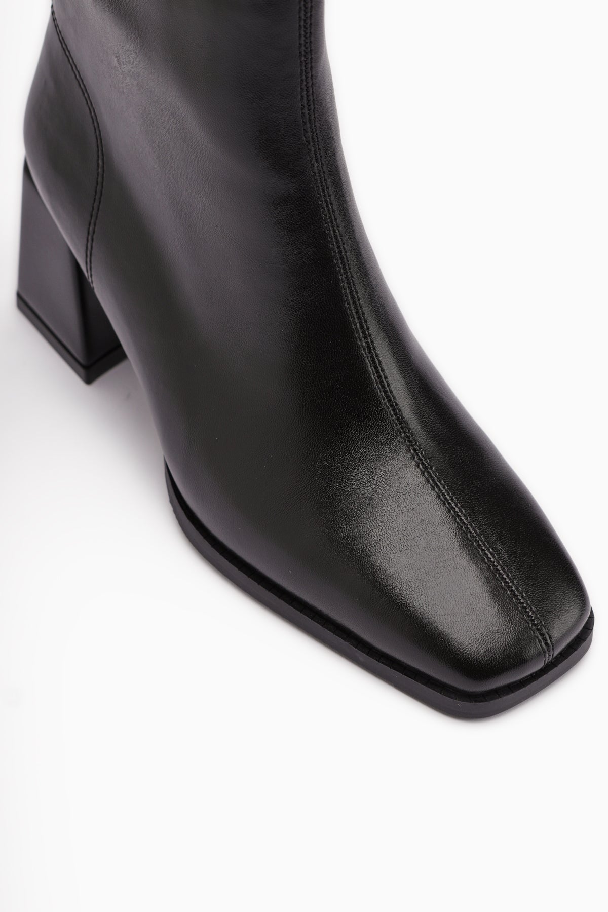 Margot Black Square-Toe High-Heeled Women's Boot