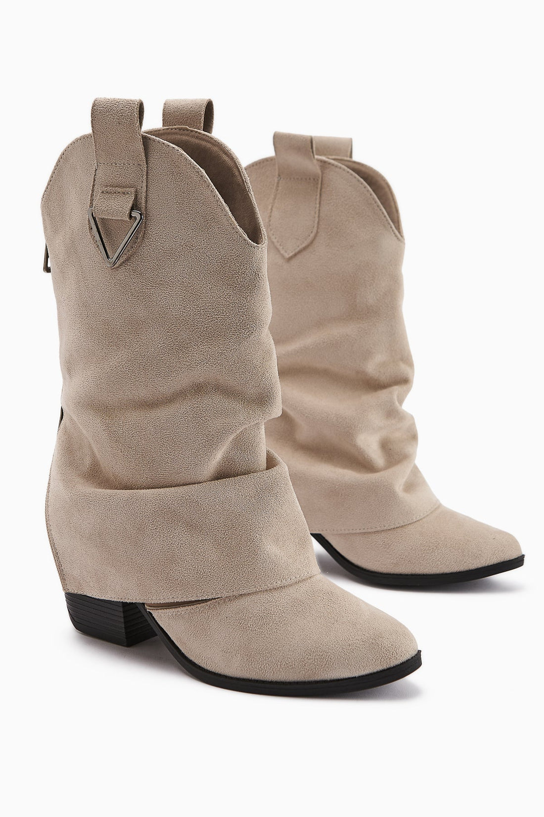 Peggy Beige Suede Women's Western Heeled Boot