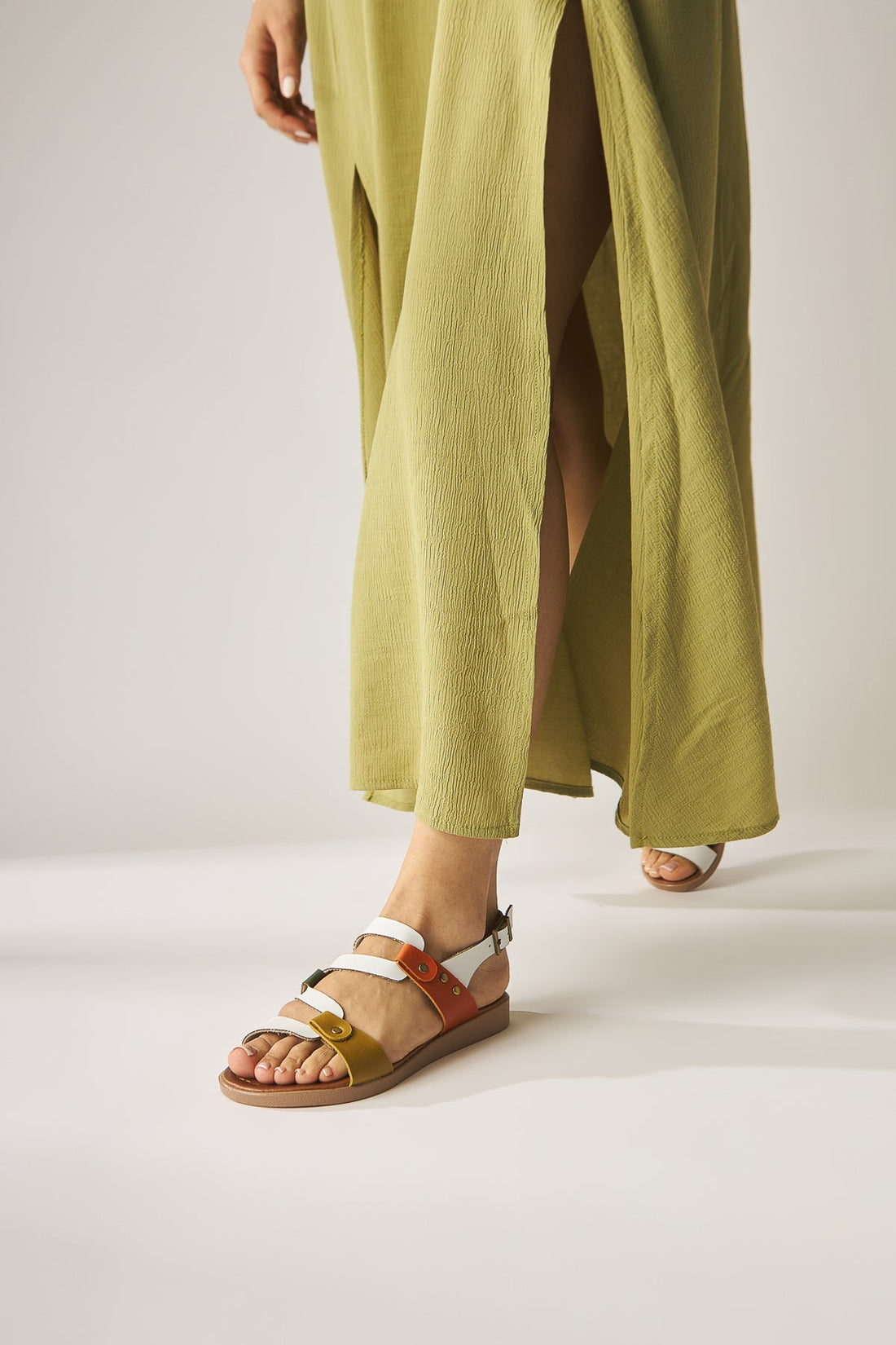 Ginta Echtes Leder Weiß Sandale