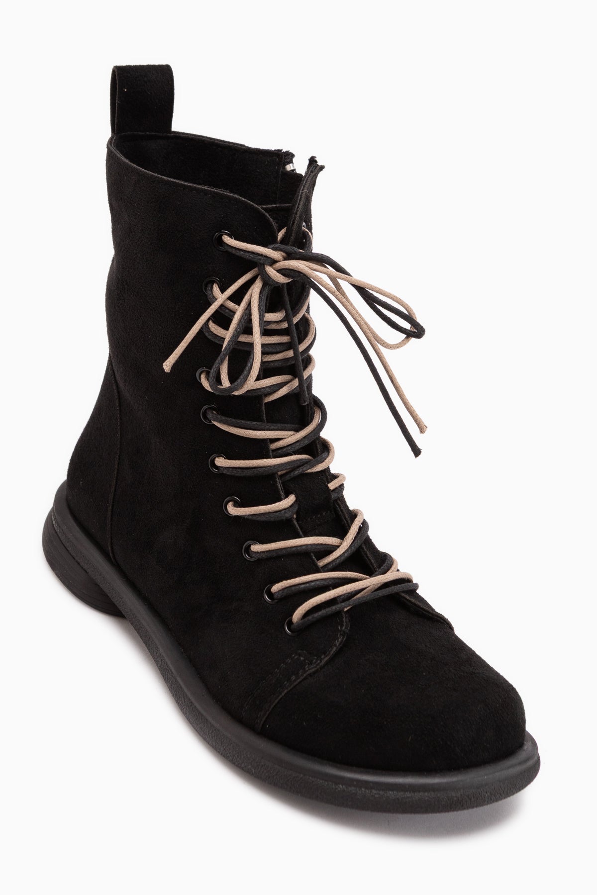 Florine Schwarze Wildleder Doppelschnürung Damen Stiefel