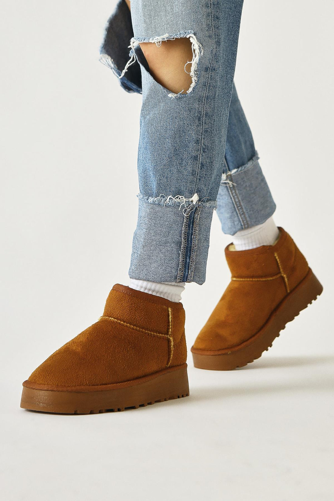 Lilly-Anne – Cognac Suede Vegan-Fur-Lined Short Boot (Women)