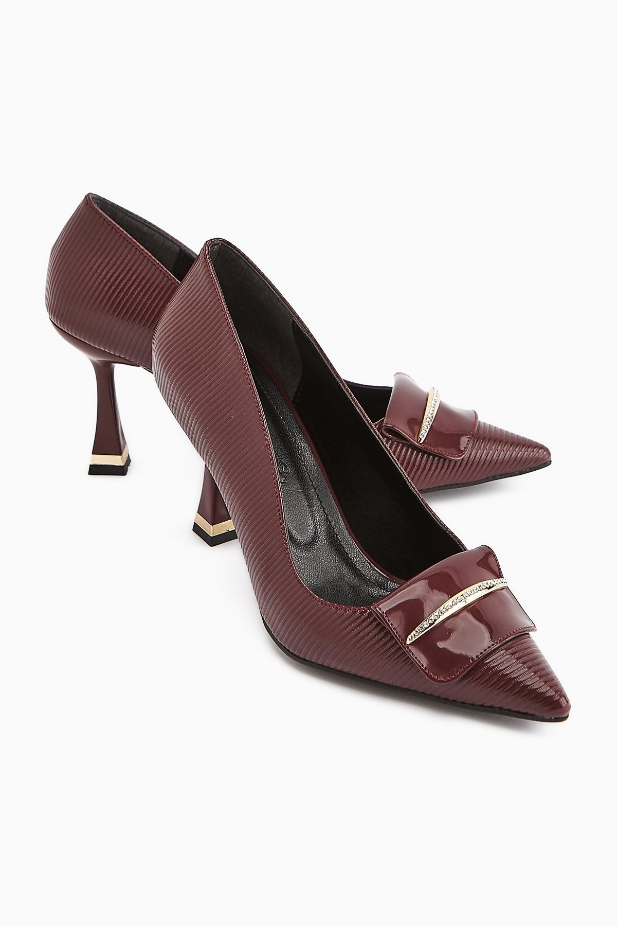 Saja Women's Burgundy Buckled High Heel Shoe