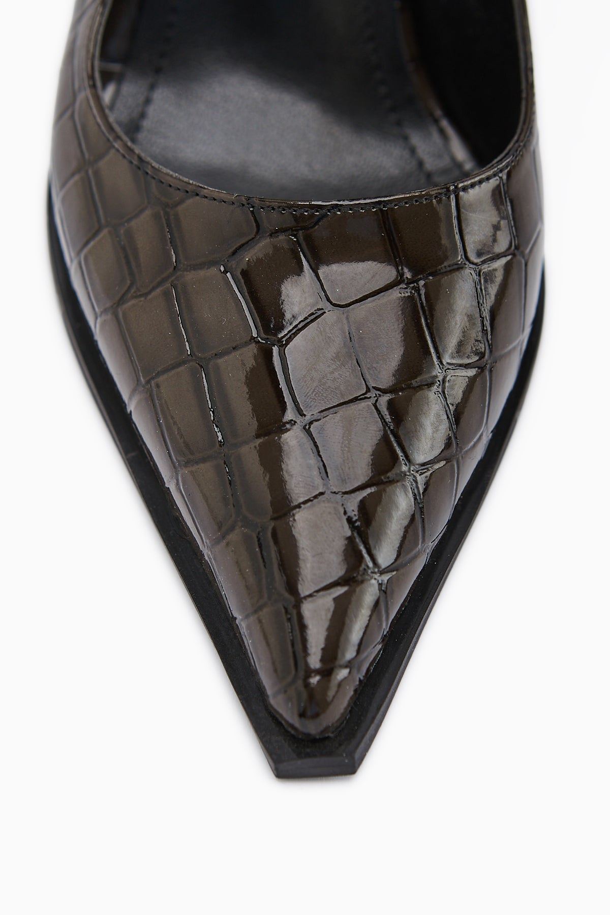 Lucy Brown Croco Chunky Heel Women's Stiletto