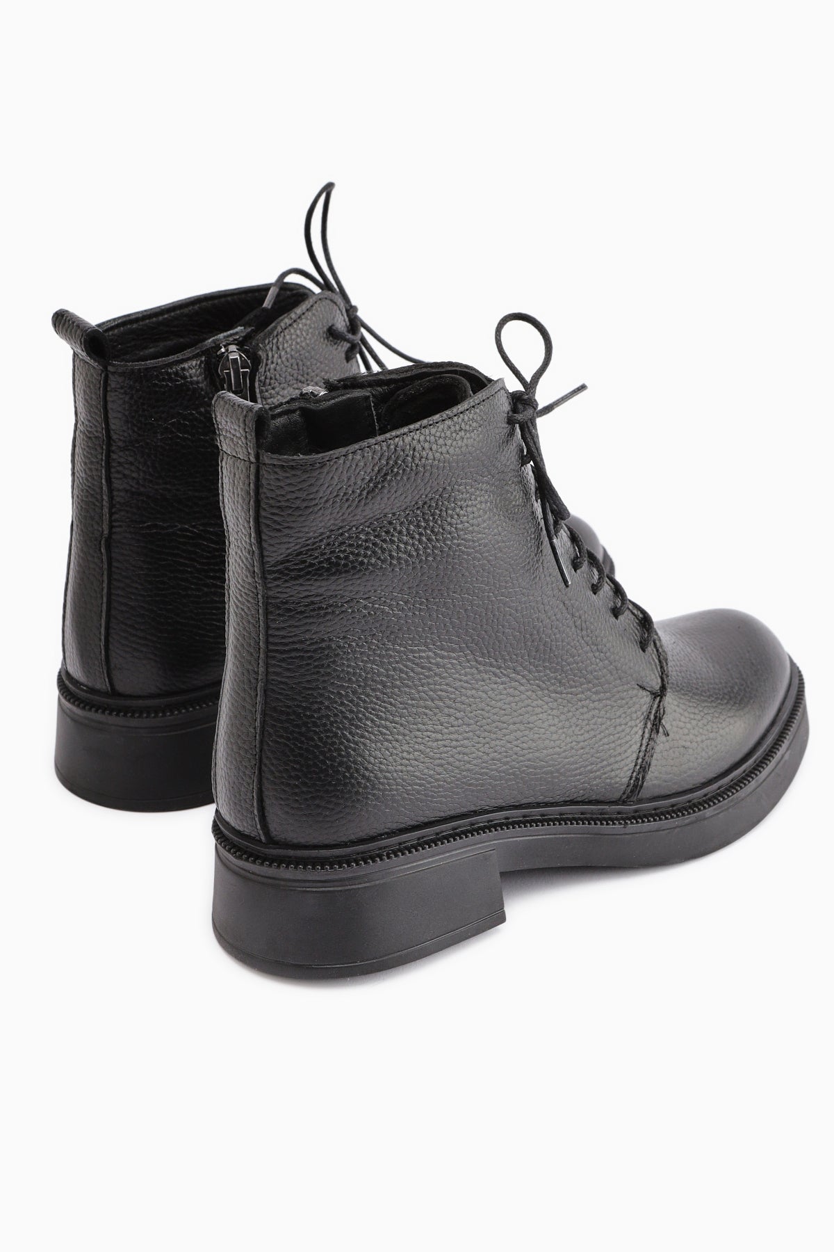 Karol Genuine Leather Black Lace-Up Women's Boot