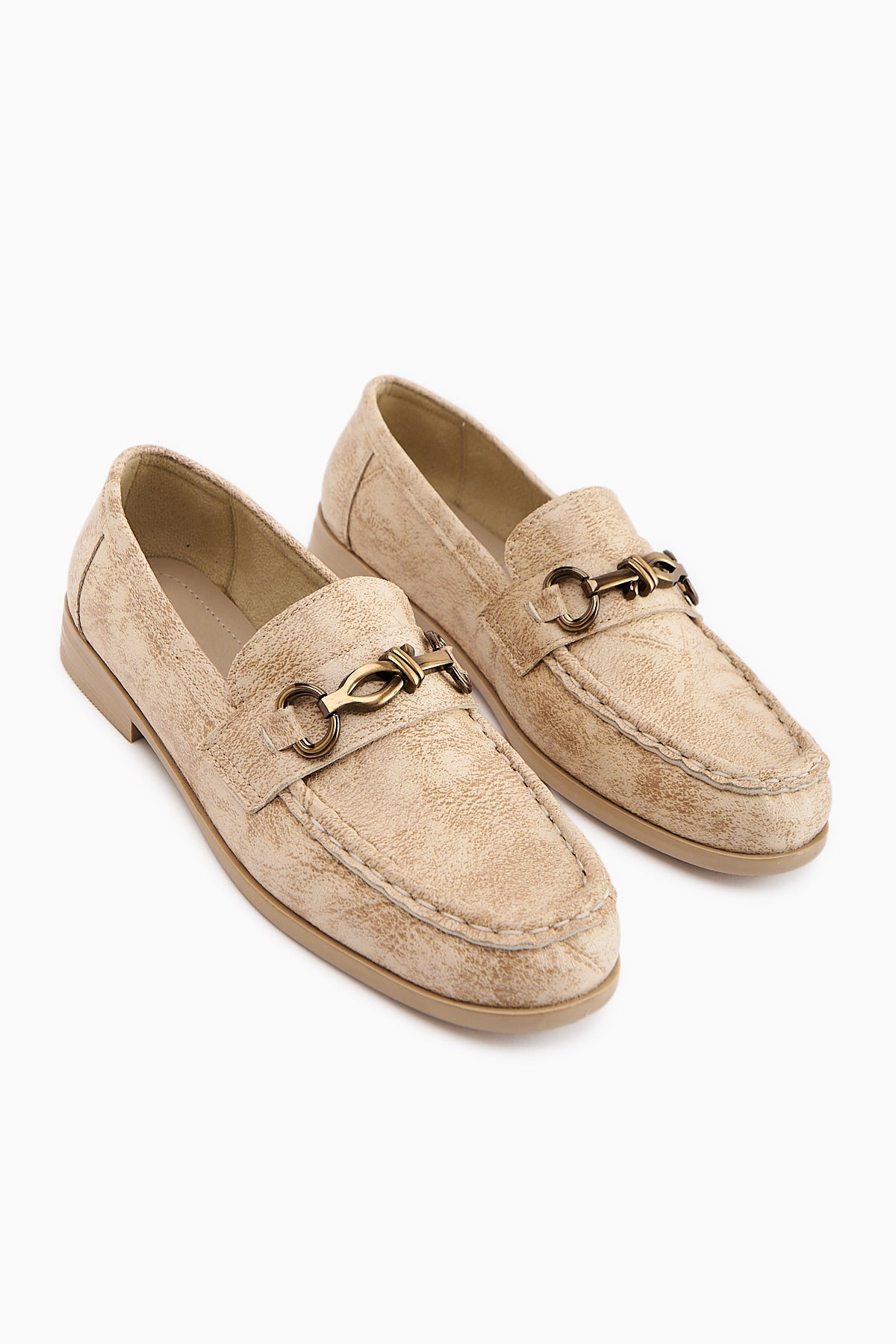 Kali Nude Chain Detailed Women's Loafers