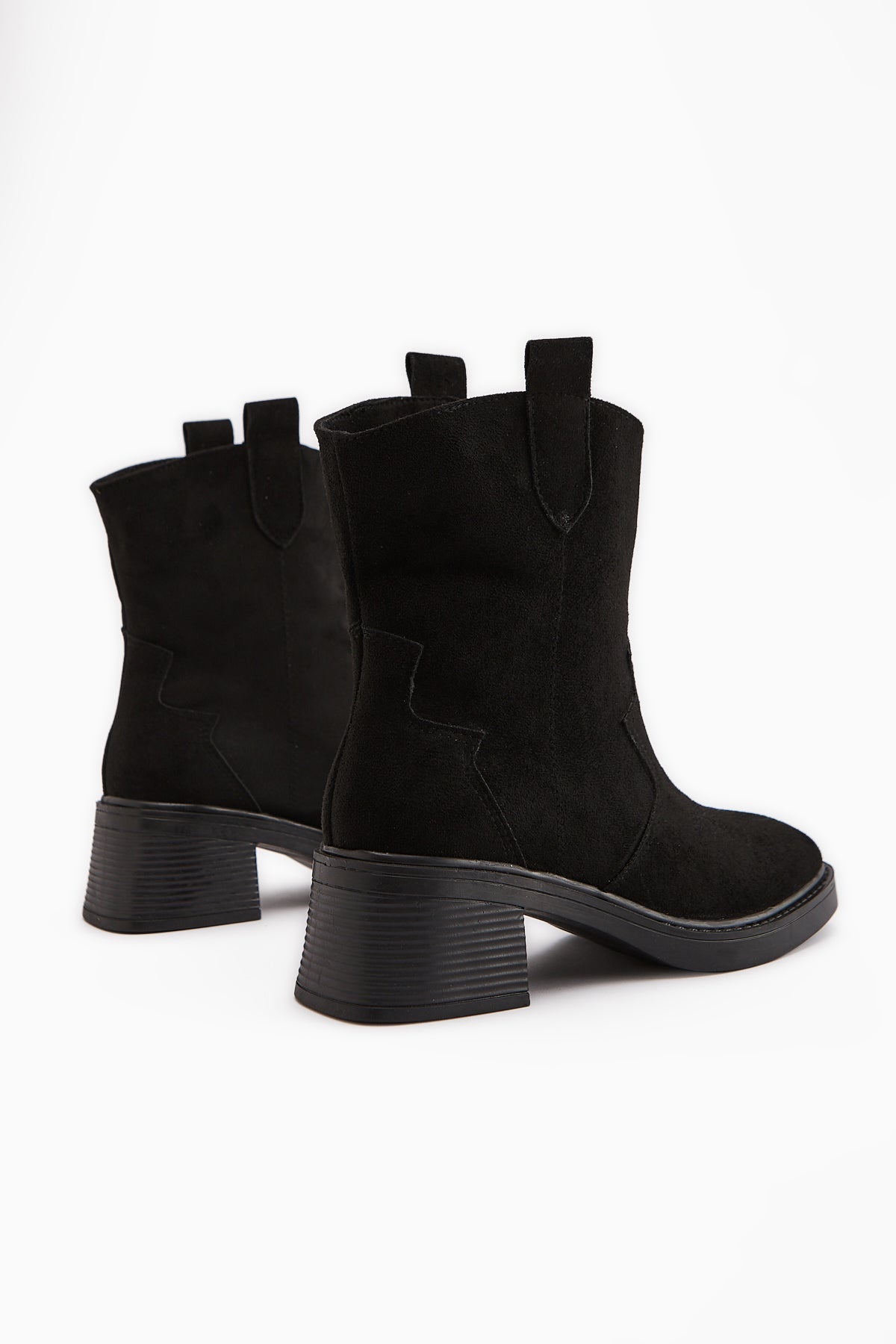 Mindra – Schwarz Velours Stiefelette mit Stickerei (Damen)