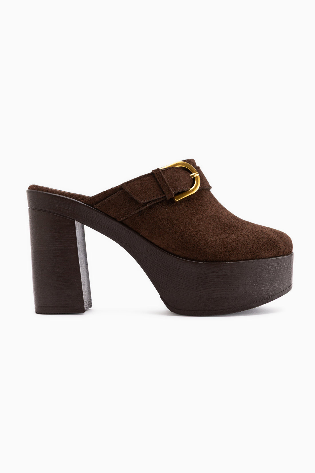 Annela Braun Wildleder Plattform Absatz Damen Pantoletten