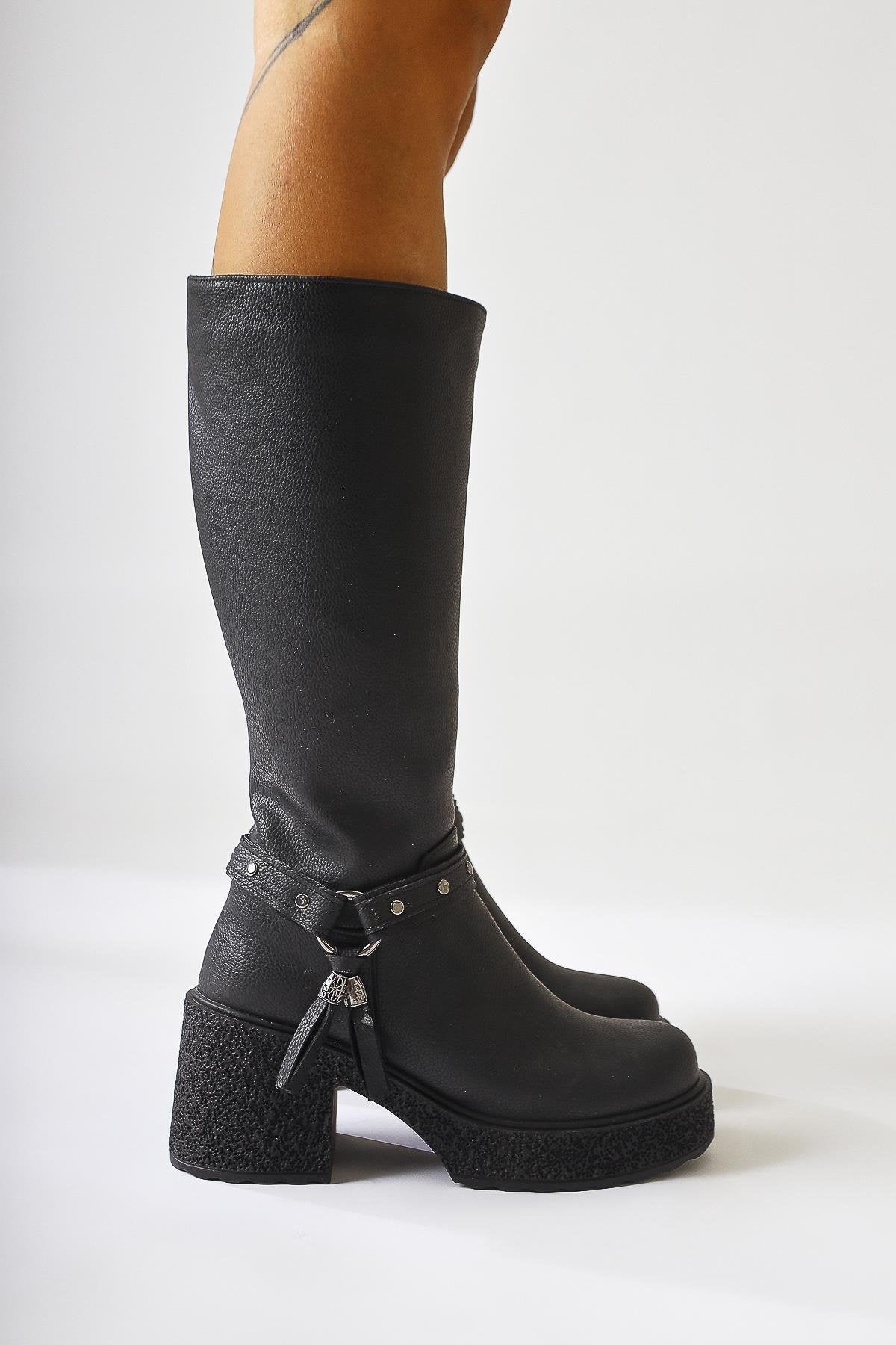 Kenzie Black Ankle Detail Boots