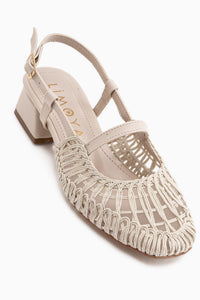 Rossi Beige Woven Detail Damen Absatzschuhe