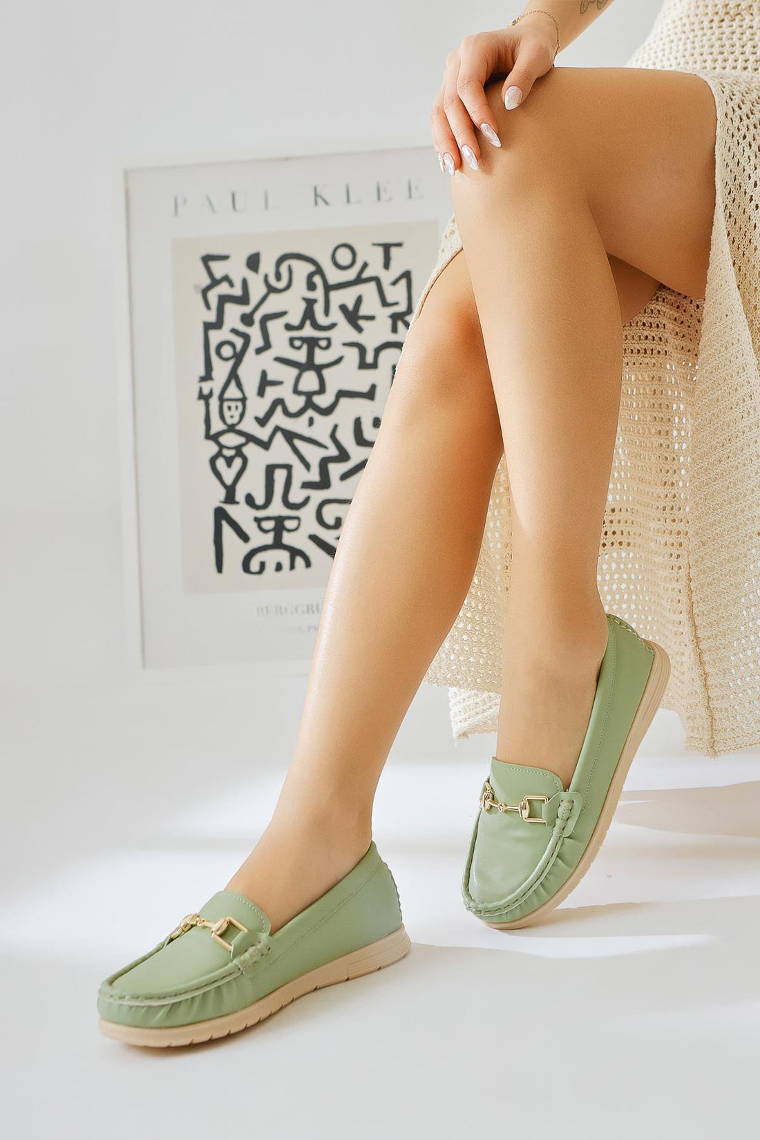 Tola Green Buckle Detailed Casual Shoes
