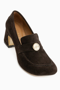 Agnes Echtes Leder Braun Schnallen Detail Damen Absatzschuhe