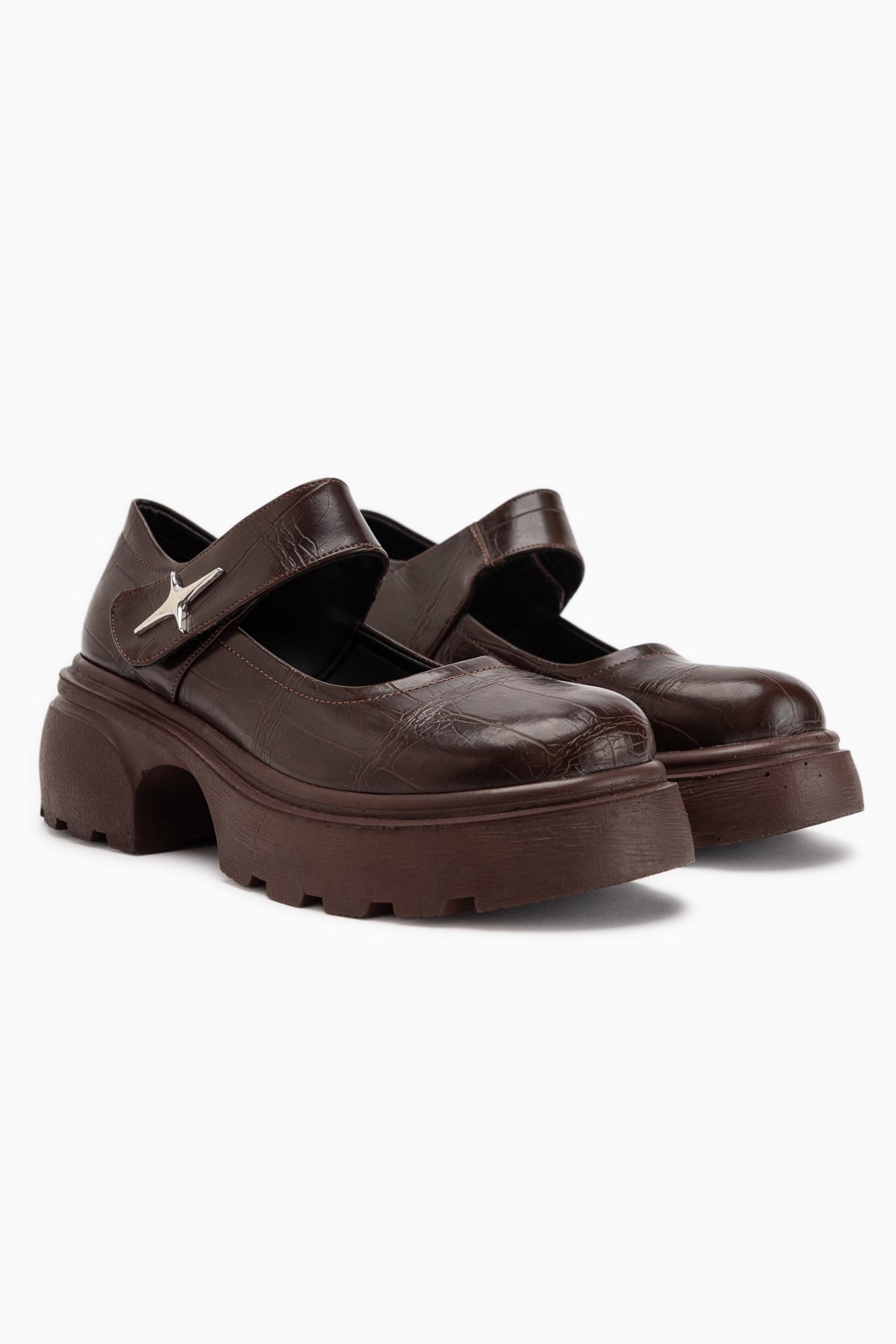 Deena Brown Crocodile Platform Women’s Mary Jane Shoes