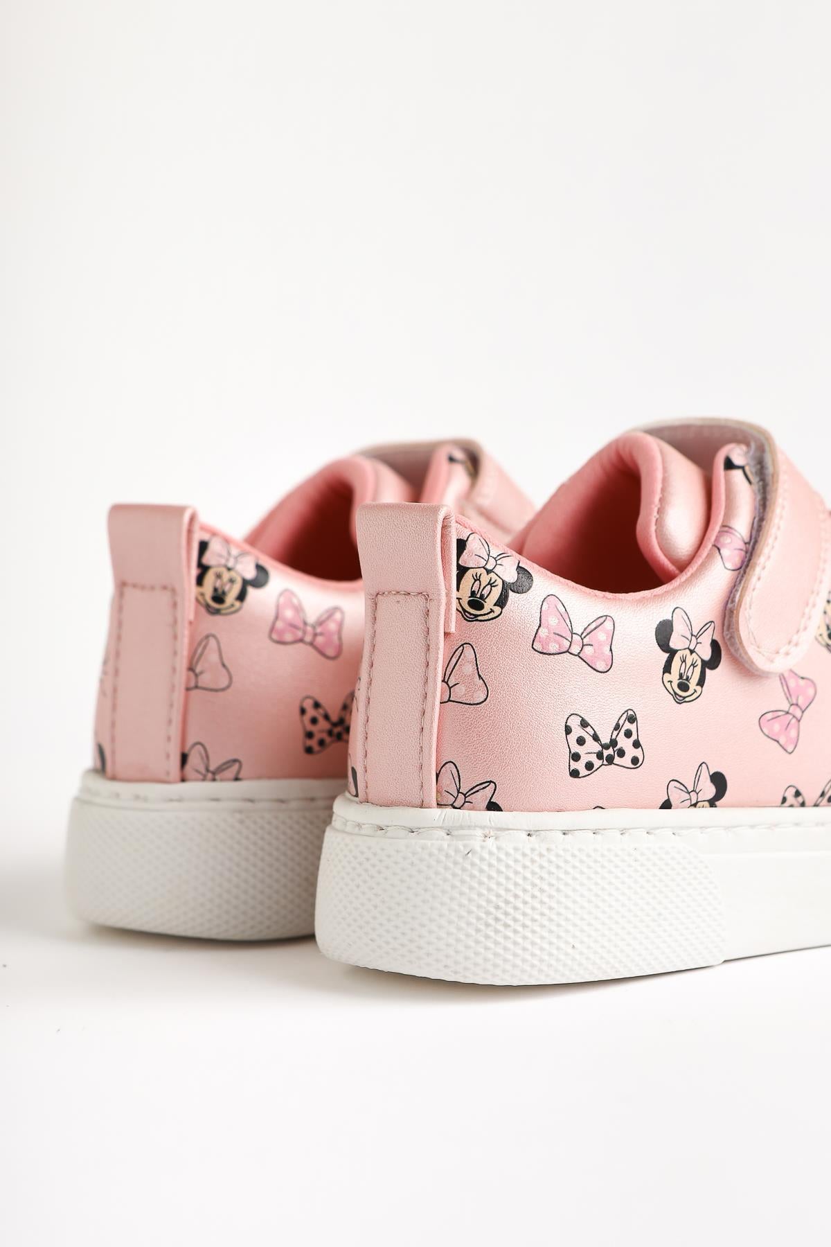 Kerry Rosa Cartoon-Charakter Druck Schnür-Sneakers mit Klettverschluss Detail für Kinder