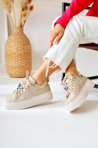 Deena Bej Kalın Tabanlı Taş Detaylı Sneakers