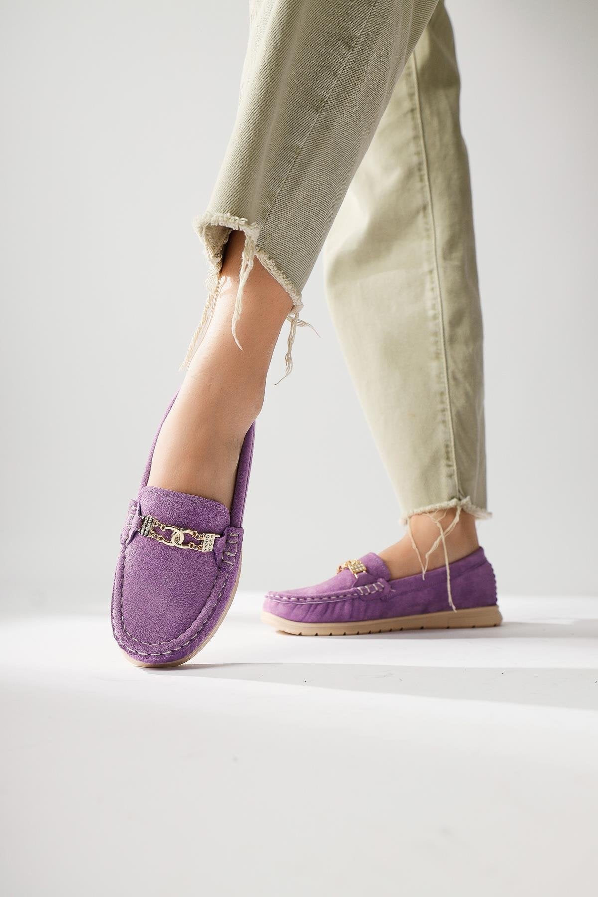 Turi Lilac Suede Buckle Detailed Casual Shoes