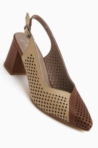 Cassie Genuine Leather Tan Beige Heeled Women’s Sandal