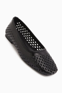 Elisa Schwarz Laser Schnitt Quadrat Zehe Damen Ballerinas