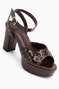 Sonya Brown Ankle Strap Platform Heeled Women’s Shoes