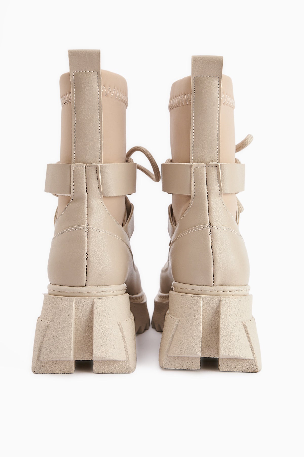 Casey Beige Thick Soled Lace-up Women's Boot