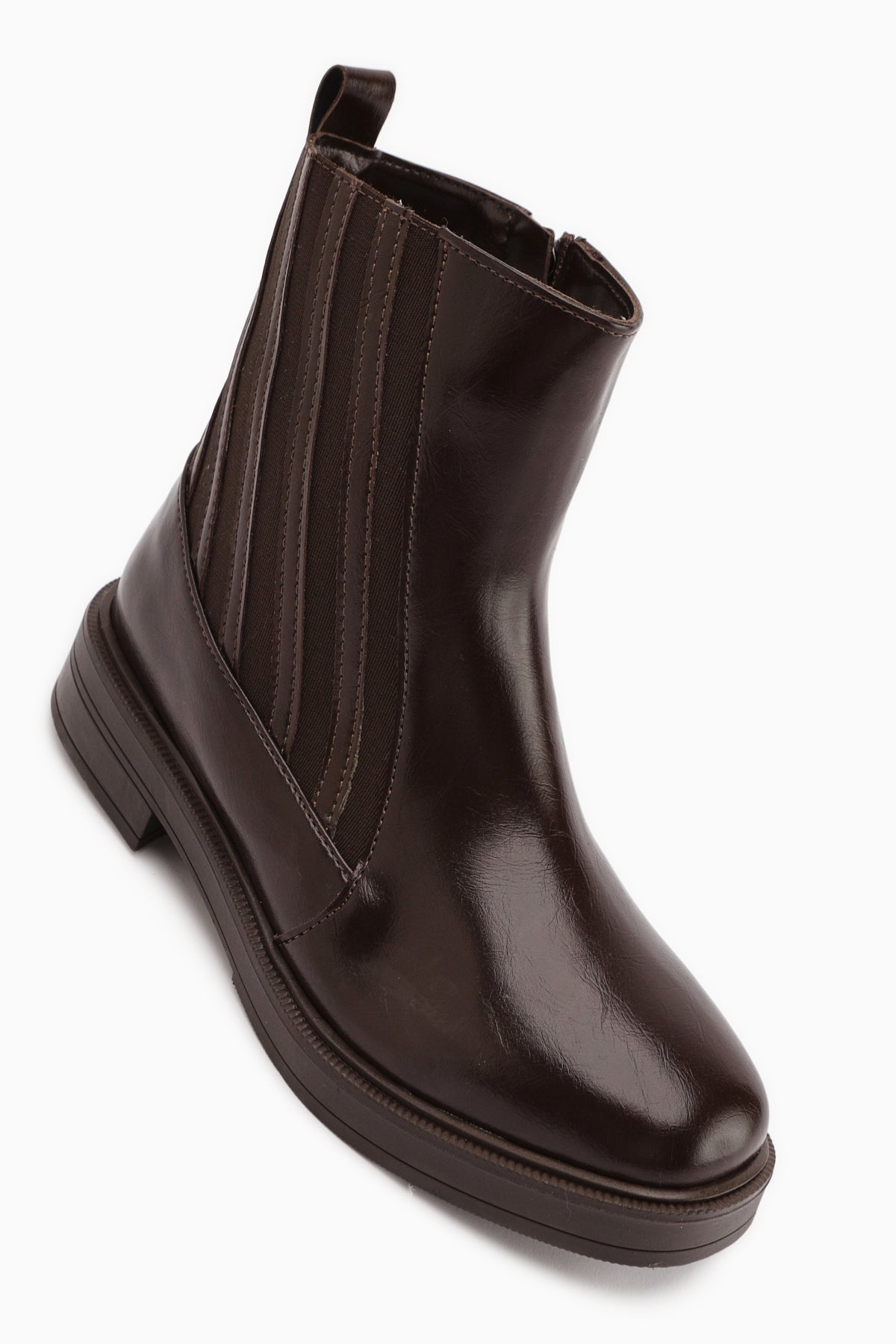 Lena Coffee Elastic Detailed Women's Boot