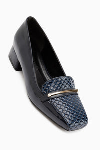 Verna Navy Crocodile Detailed Women’s Heeled Shoes