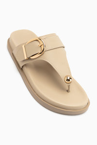 Lumi Beige Schnalle Detail Damen Flip Flop