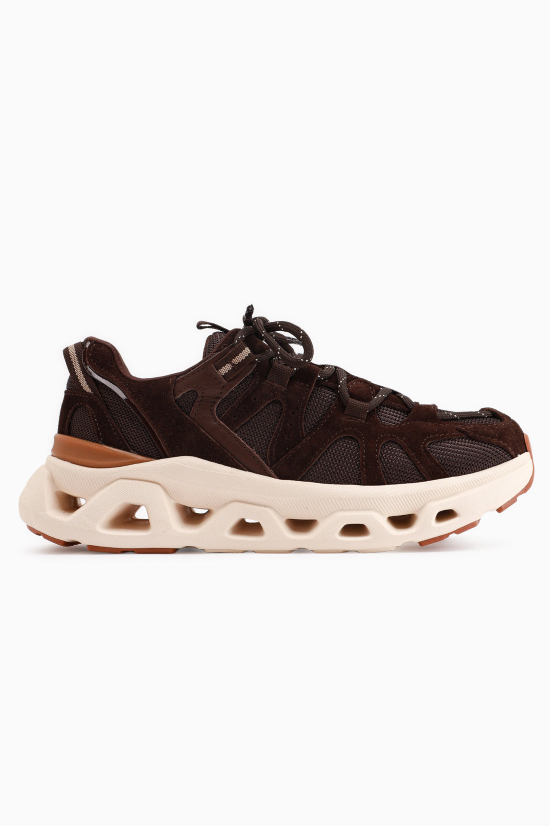 Echtes Leder Raisa Braun Wildleder Netz Detail Damen Sneaker