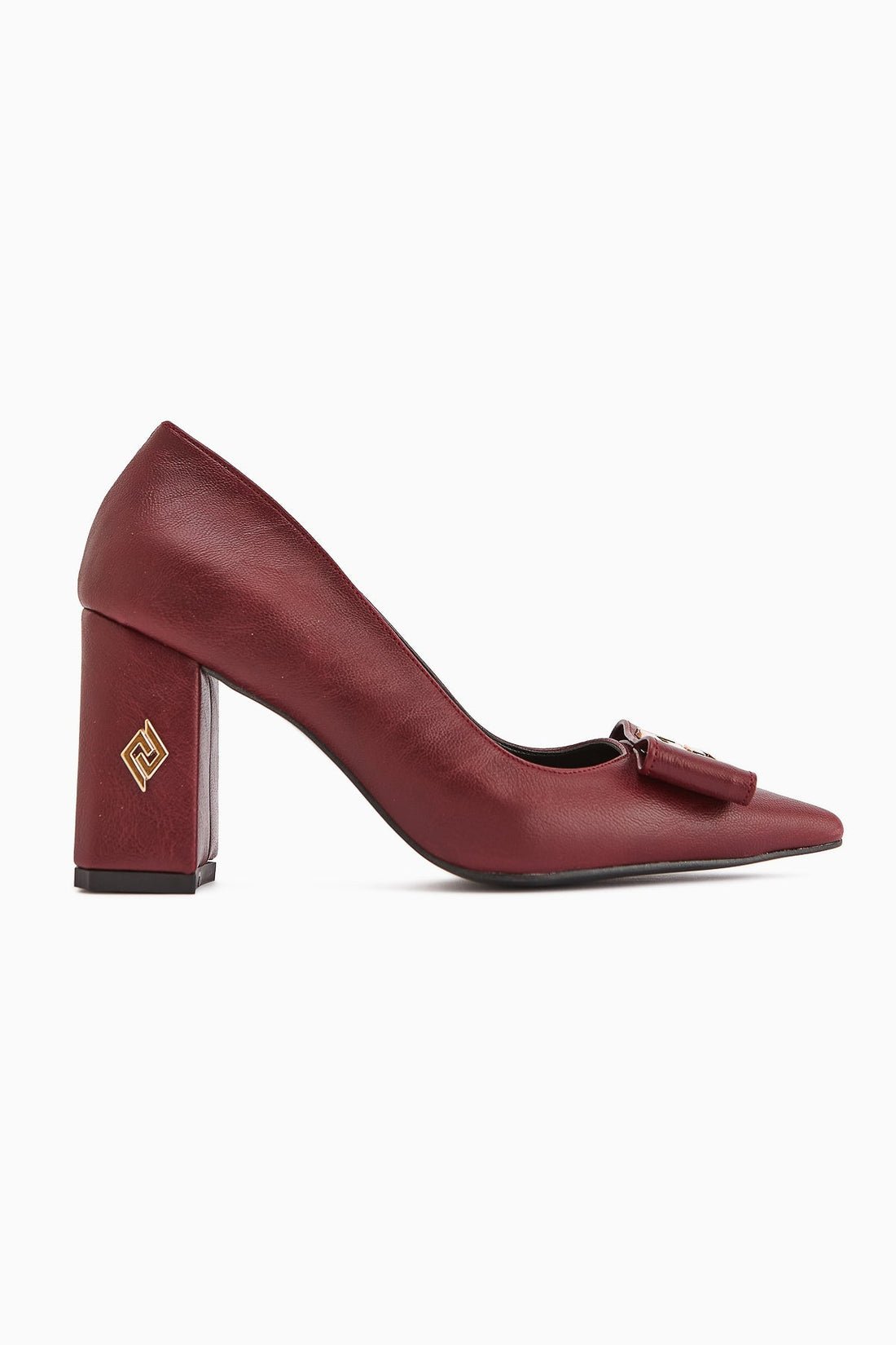 Melly Women's Burgundy Buckled Chunky Heel Shoe