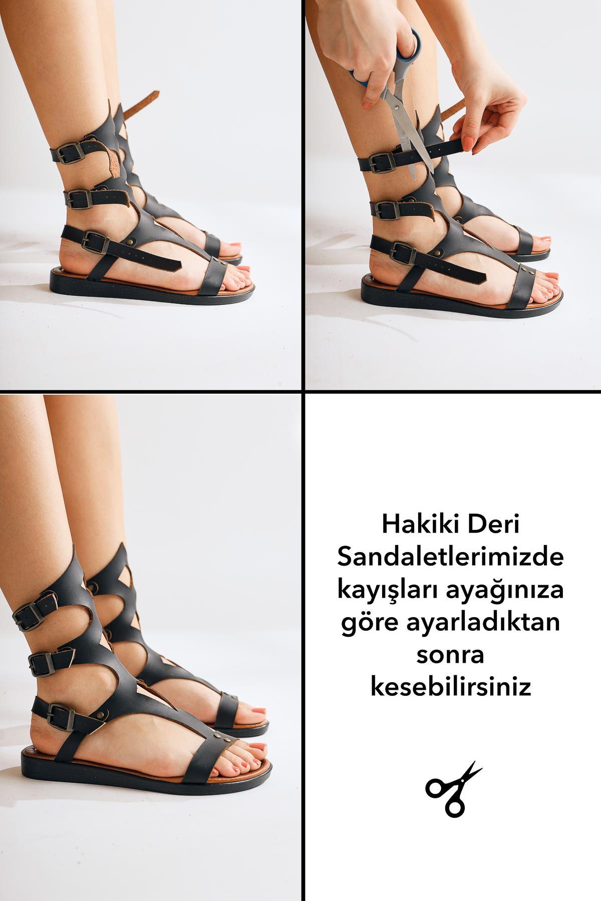Genuine Leather Hill Black Gladiator Sandals