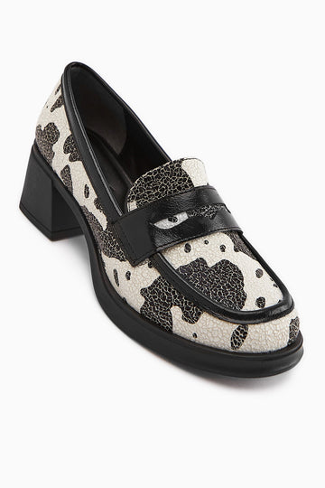 Keyla Black and White Monochrome Patterned Women's Loafer